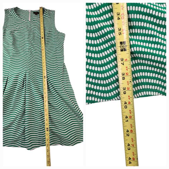 Green White Dress Womens 18 XL Geometric Fit Flare Flowy Sleeveless Polka Dot - Picture 12 of 13